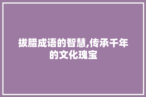 拔腊成语的智慧,传承千年的文化瑰宝