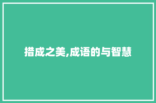 措成之美,成语的与智慧