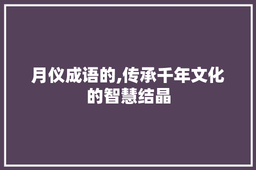 月仪成语的,传承千年文化的智慧结晶