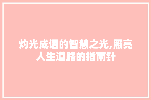 灼光成语的智慧之光,照亮人生道路的指南针