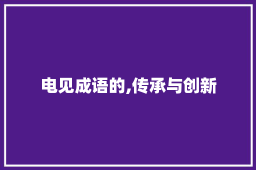 电见成语的,传承与创新