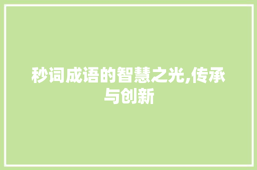 秒词成语的智慧之光,传承与创新