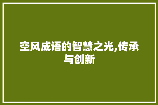 空风成语的智慧之光,传承与创新