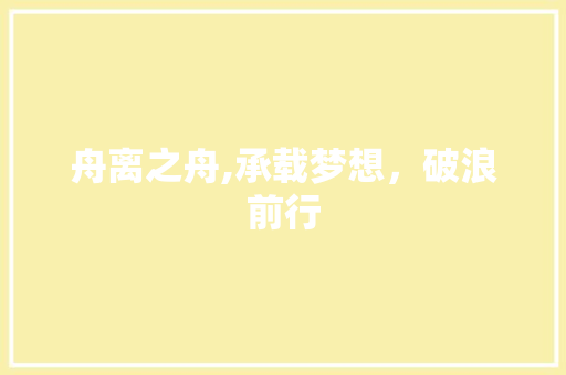 舟离之舟,承载梦想，破浪前行