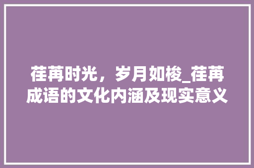 荏苒时光，岁月如梭_荏苒成语的文化内涵及现实意义