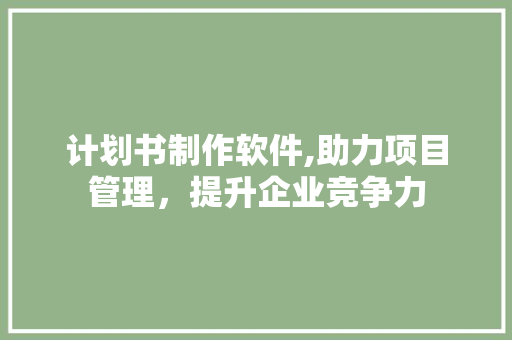 计划书制作软件,助力项目管理，提升企业竞争力