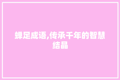蝉足成语,传承千年的智慧结晶