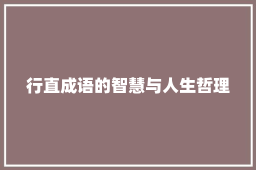 行直成语的智慧与人生哲理 合同范本