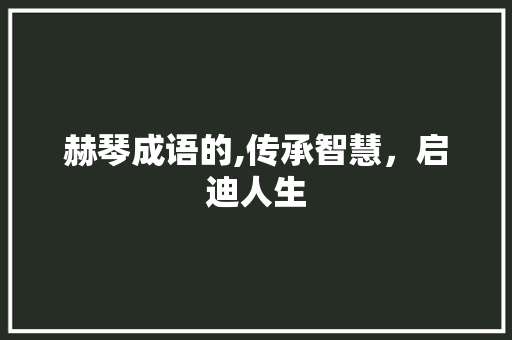 赫琴成语的,传承智慧，启迪人生
