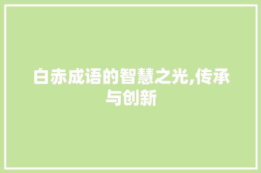 白赤成语的智慧之光,传承与创新