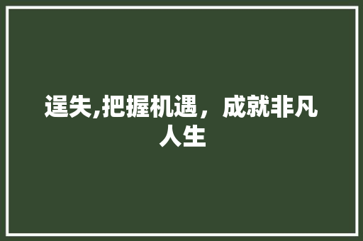 逞失,把握机遇，成就非凡人生