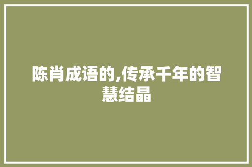 陈肖成语的,传承千年的智慧结晶