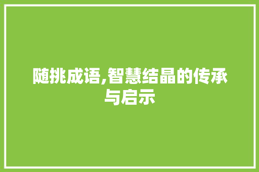 随挑成语,智慧结晶的传承与启示