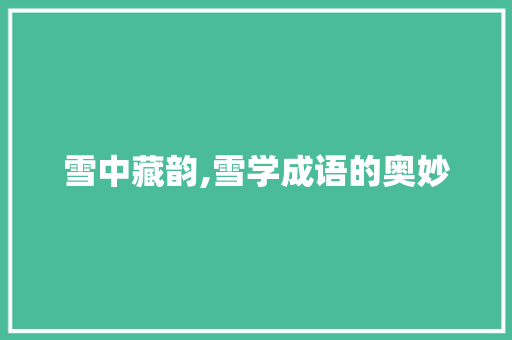 雪中藏韵,雪学成语的奥妙