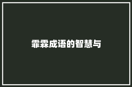 霏霖成语的智慧与