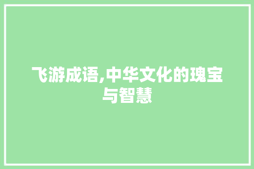 飞游成语,中华文化的瑰宝与智慧