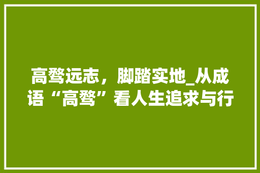 高骛远志，脚踏实地_从成语“高骛”看人生追求与行动力