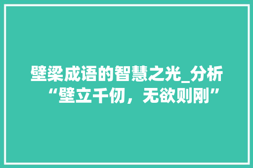 壁梁成语的智慧之光_分析“壁立千仞，无欲则刚”