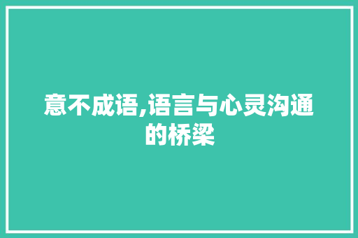 意不成语,语言与心灵沟通的桥梁 国学经典