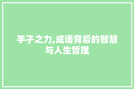 手孑之力,成语背后的智慧与人生哲理