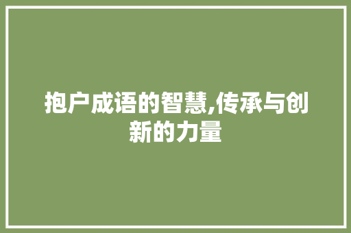 抱户成语的智慧,传承与创新的力量