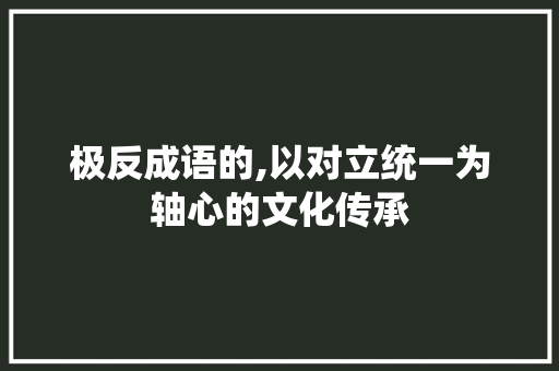 极反成语的,以对立统一为轴心的文化传承 国学经典