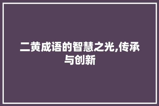二黄成语的智慧之光,传承与创新