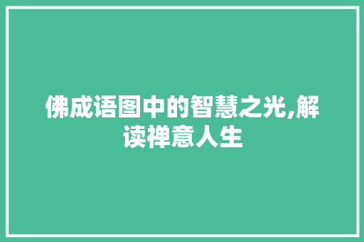 佛成语图中的智慧之光,解读禅意人生