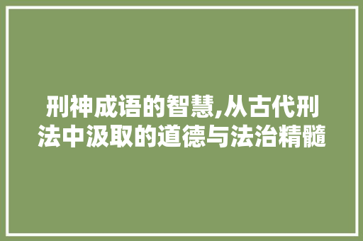 刑神成语的智慧,从古代刑法中汲取的道德与法治精髓
