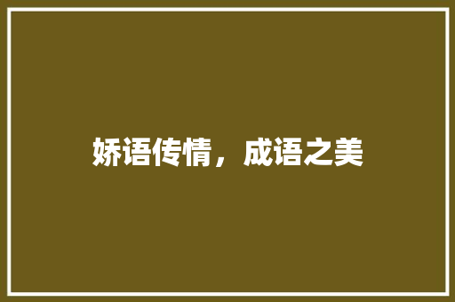娇语传情，成语之美