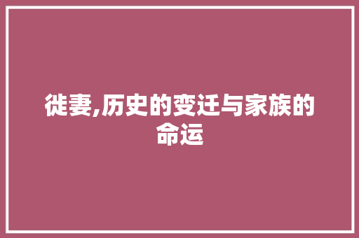 徙妻,历史的变迁与家族的命运