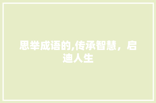 思举成语的,传承智慧，启迪人生