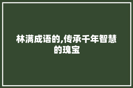 林满成语的,传承千年智慧的瑰宝