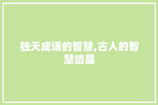 独天成语的智慧,古人的智慧结晶