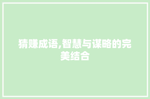 猜赚成语,智慧与谋略的完美结合