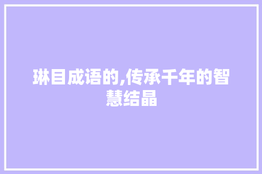琳目成语的,传承千年的智慧结晶