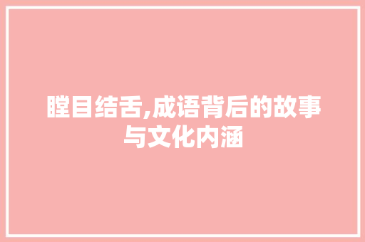 瞠目结舌,成语背后的故事与文化内涵