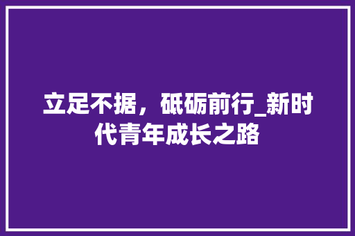 立足不据，砥砺前行_新时代青年成长之路