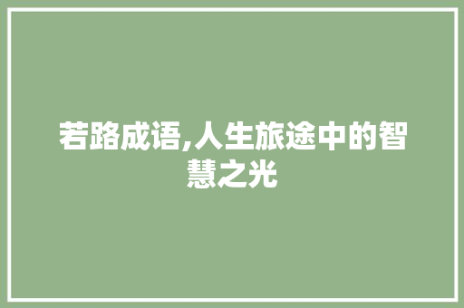 若路成语,人生旅途中的智慧之光