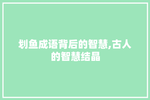 划鱼成语背后的智慧,古人的智慧结晶