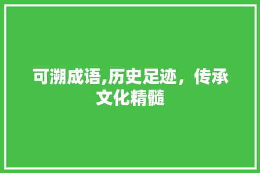 可溯成语,历史足迹，传承文化精髓