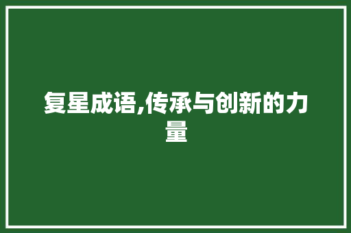 复星成语,传承与创新的力量