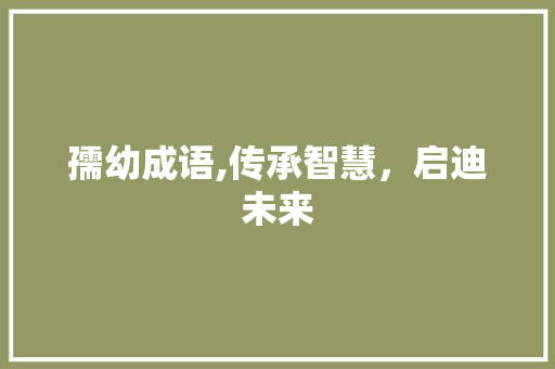 孺幼成语,传承智慧，启迪未来