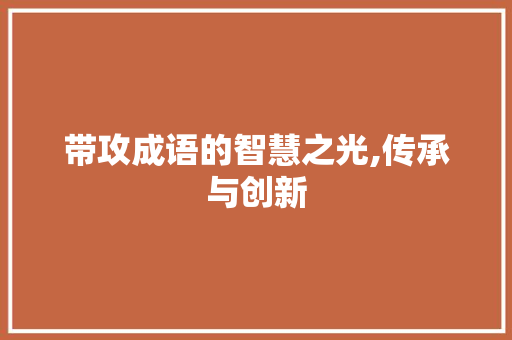 带攻成语的智慧之光,传承与创新 工作计划