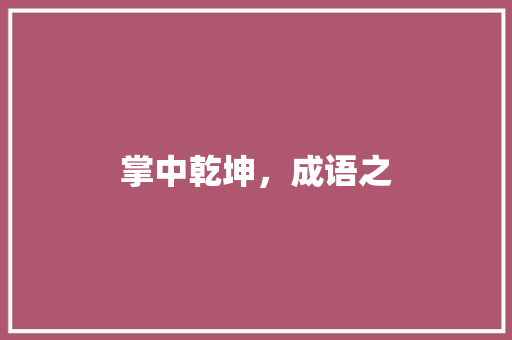 掌中乾坤，成语之