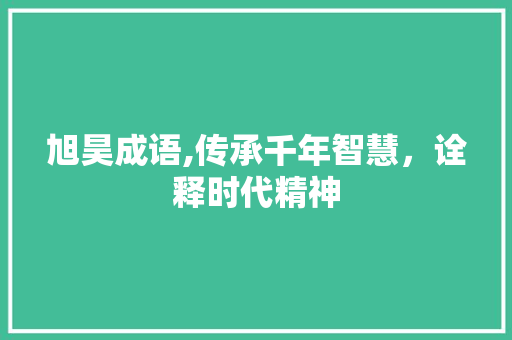 旭昊成语,传承千年智慧，诠释时代精神