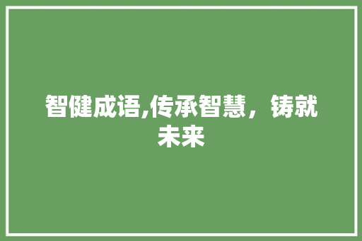 智健成语,传承智慧，铸就未来