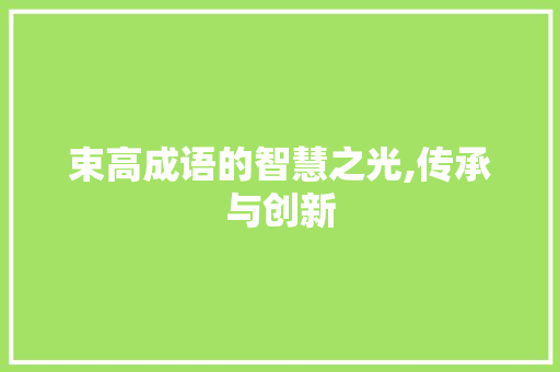 束高成语的智慧之光,传承与创新