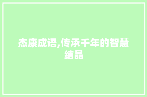 杰康成语,传承千年的智慧结晶