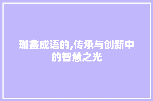 珈鑫成语的,传承与创新中的智慧之光